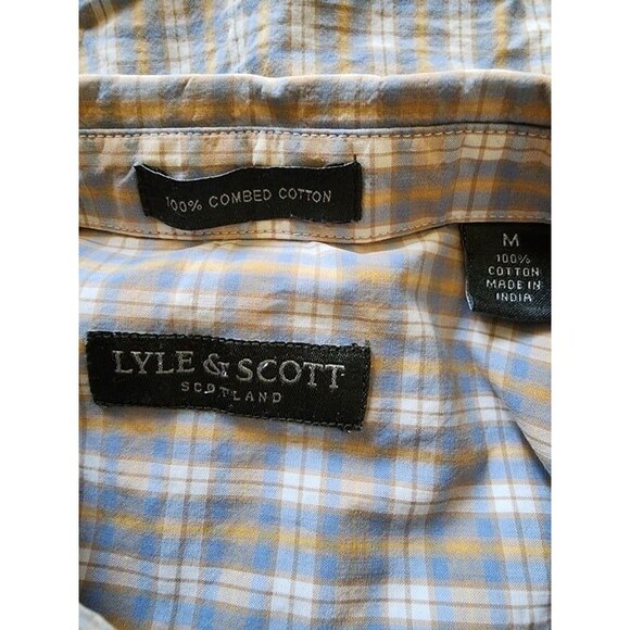 Lyle & Scott Scotland Blue, Gold & White Check Button Down Shirt Size: Medium - Picture 6 of 9